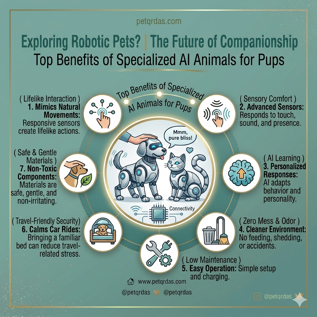 A high-tech robotic dog interacting with its owner in a modern living room petqrdas.com